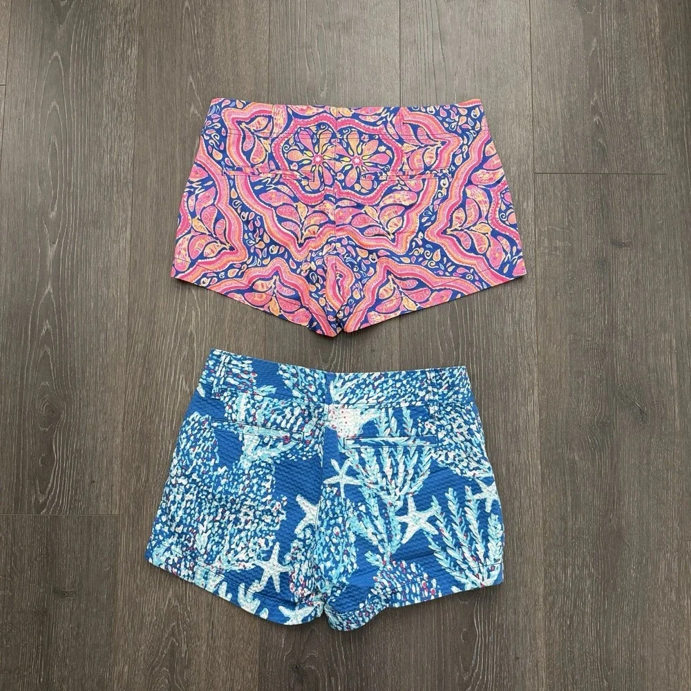 Lilly Pulitzer Womens Sz 2 Shorts Lot of 2 Pink Blue Resort Preppy Vacation - Picture 2 of 9